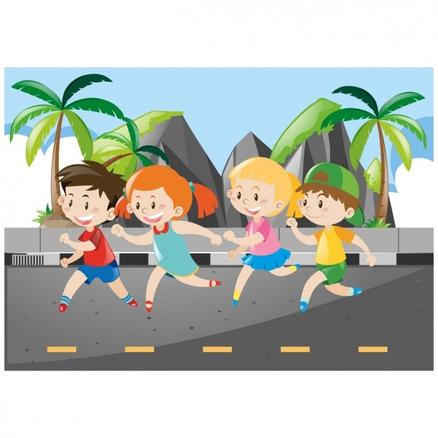 Free Vector kids running background