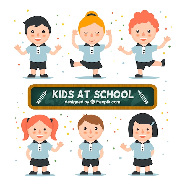 Free Vector kids at school pack