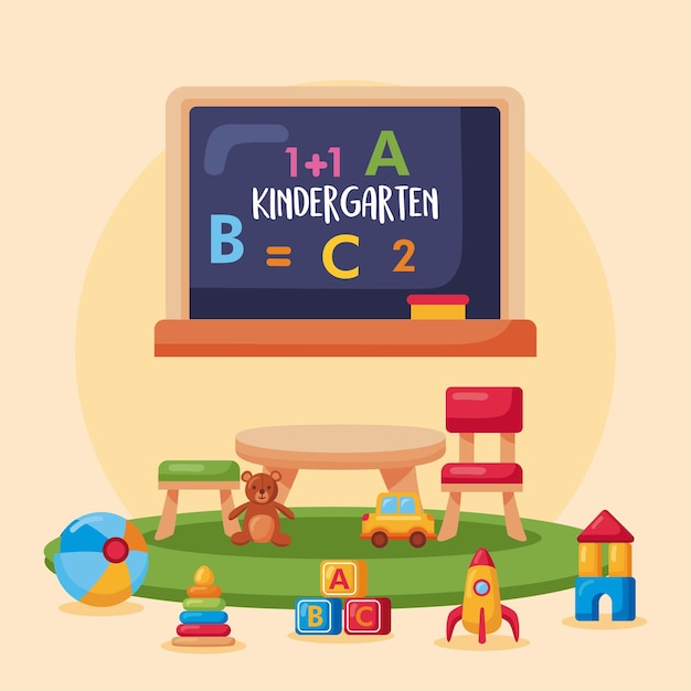 Free Vector kindergarten classroom scene