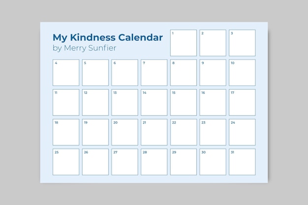 Kindness calendar template design