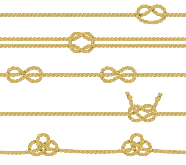 Free Vector knitted rope border set