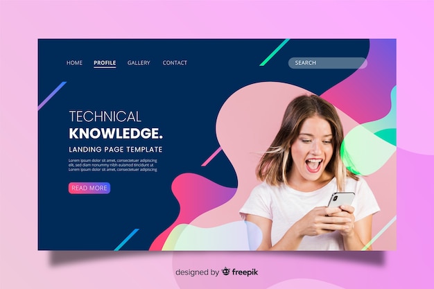 Free vector knowledge technology landing page