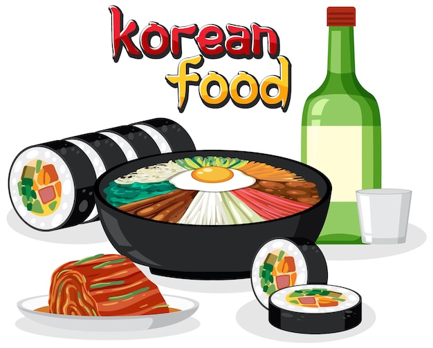 Free Vector korean traditional food vector