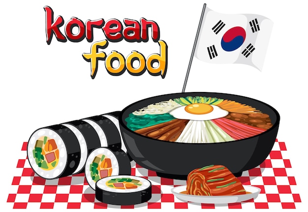 Free Vector korean traditional food vector