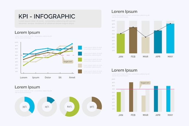 Free Vector kpi infographic template