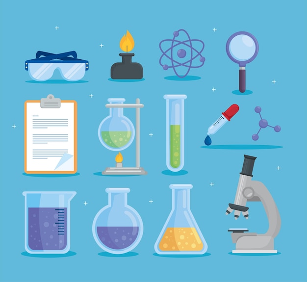 Free vector lab chemistry icons