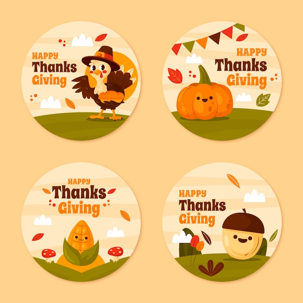 Labels collection for thanksgiving celebration