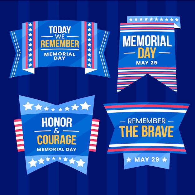 Free vector labels collection for us memorial day celebration