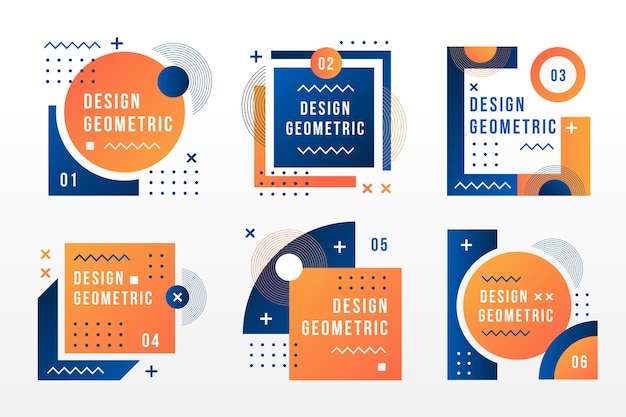 Free vector labels in geometric style