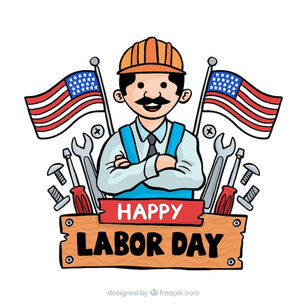 Free Vector labor day composition with hand drawn style