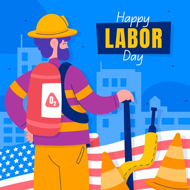 Labor day hand drawn flat illustration