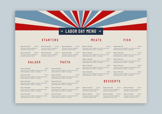 Labor day menu  template design