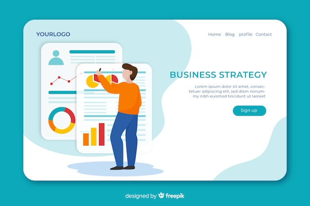 Landing page concept with business strategy