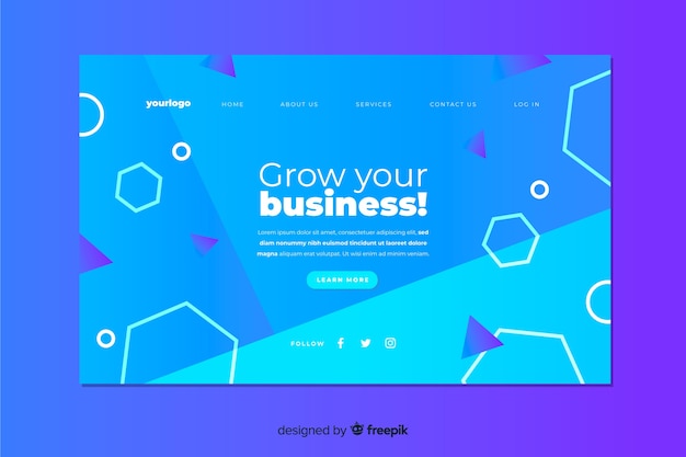 Free Vector landing page concept with geometric shapes