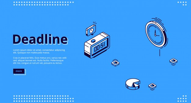 Landing page of deadline with clock icons