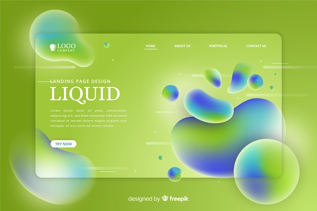 Free Vector landing page liquid effect