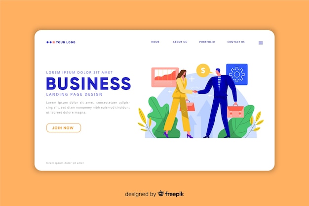 Free Vector landing page professional business