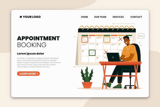 Free Vector landing page template for appointment bookings