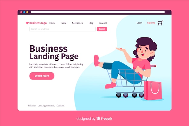Free vector landing page template of business