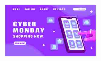 Free vector landing page template for cyber monday sale