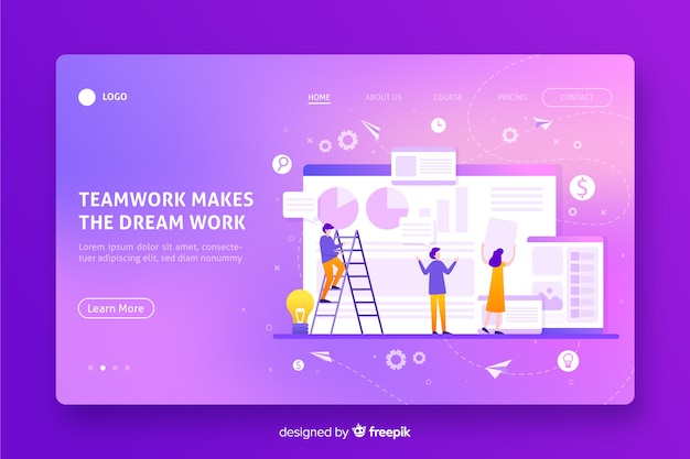 Free vector landing page template gradient effect