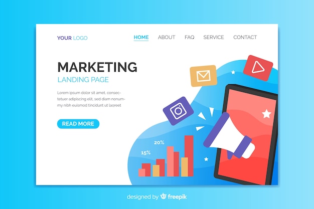 Free vector landing page template for marketing