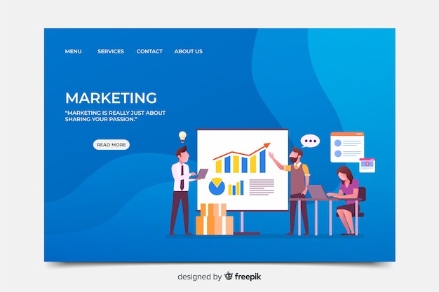 Free vector landing page template for marketing