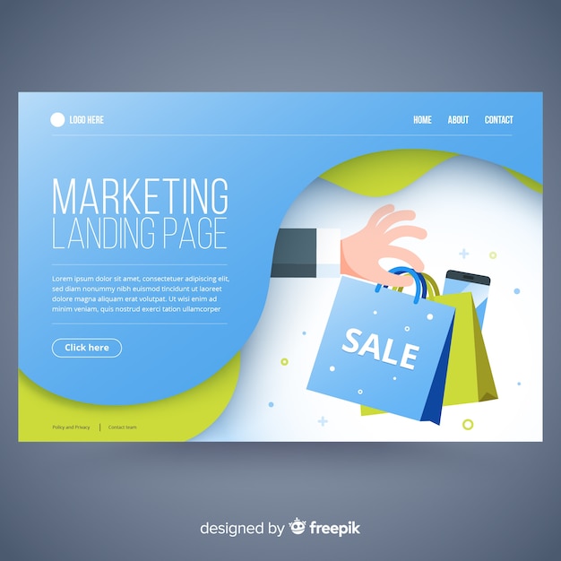 Free Vector landing page template for marketing