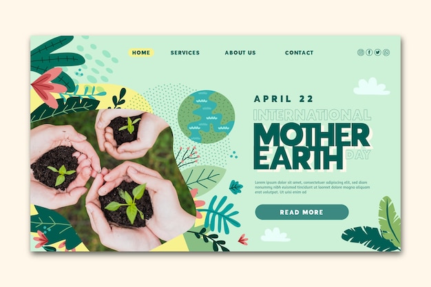 Landing page template for mother earth day celebration