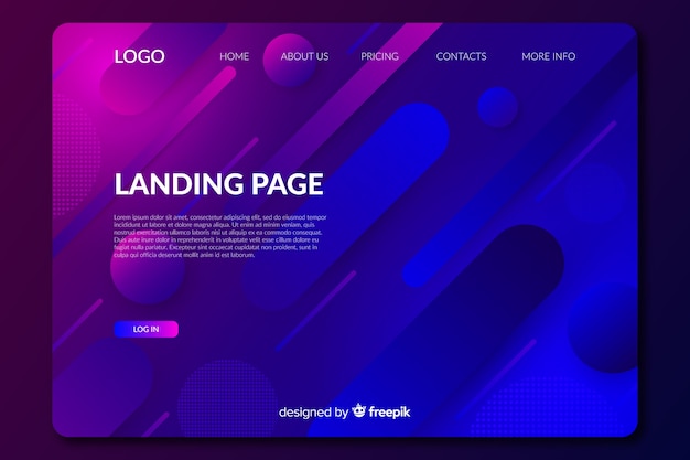 Landing page template with abstract shapes