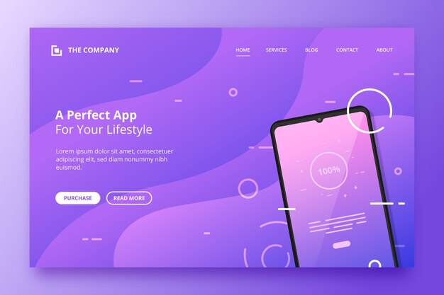 Landing page template with smartphone