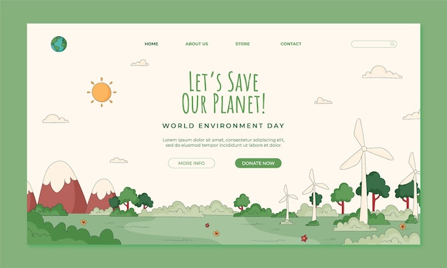 Free Vector landing page template for world environment day celebration