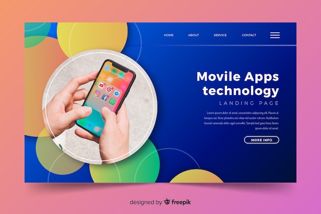 Landing page with circles and phone