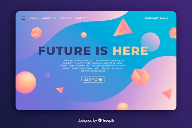 Free vector landing page with gradient geometric shapes