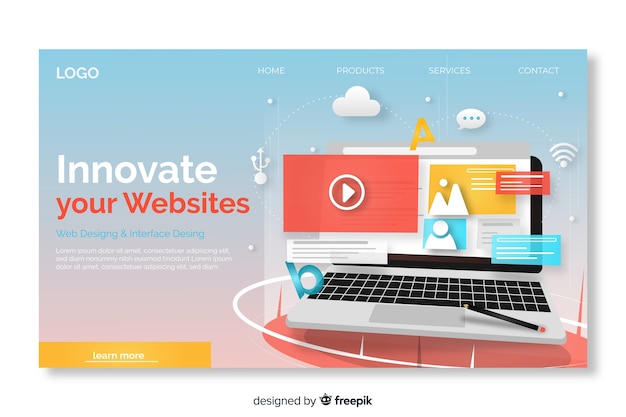 Landing page with laptop template