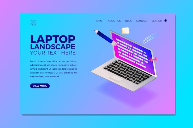 Landing page with laptop template