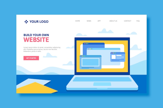 Free vector landing page with laptop