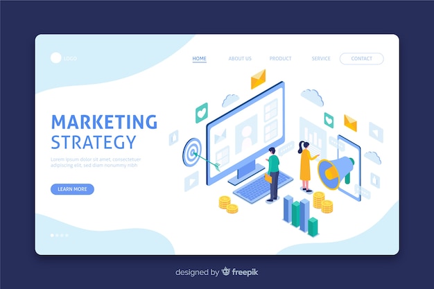 Free vector landing page with marketing strategy