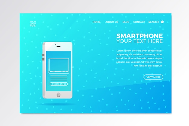 Free vector landing page with phone for business design