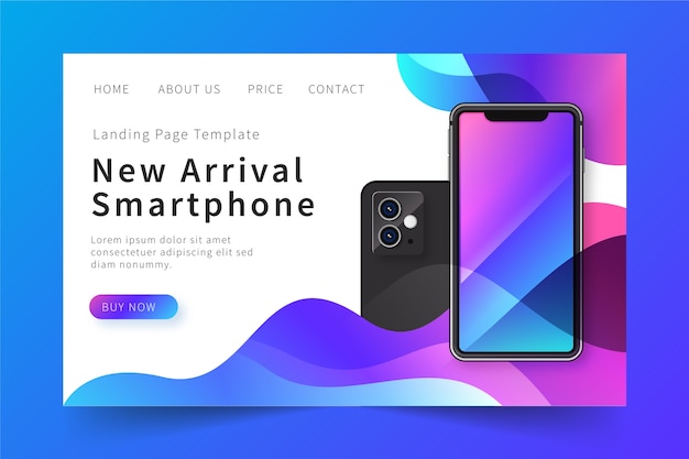 Landing page with phone for web site concept