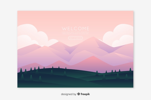 Free Vector landing page with pink mountains gradient