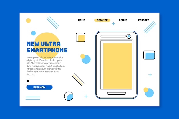Free vector landing page with smartphone template