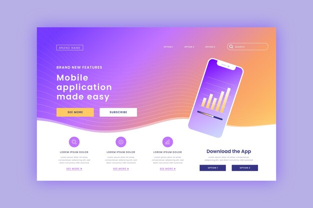 Landing page with smartphone template