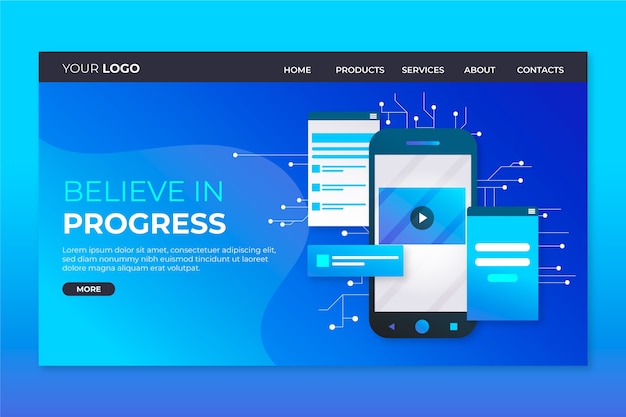 Landing page with smartphone template