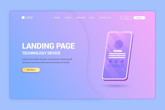 Landing page with smartphone template