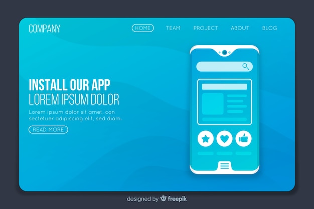 Free vector landing page with smartphone