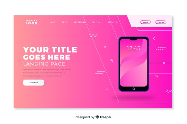 Landing page with smartphone