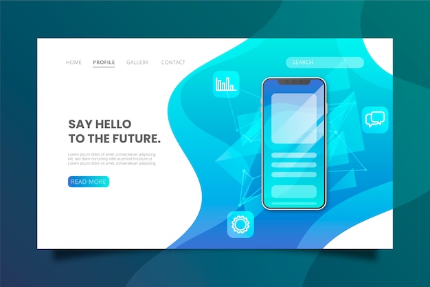 Free vector landing page with smartphone