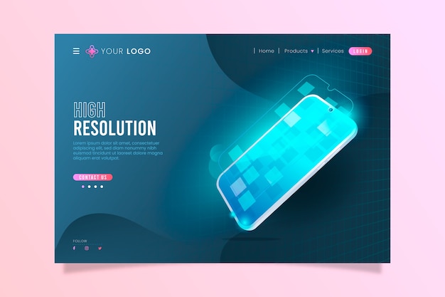 Free vector landing page with smartphone