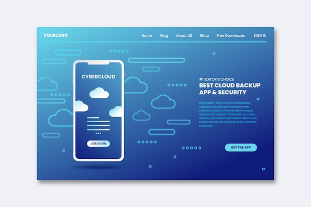 Free vector landing page with smartphone
